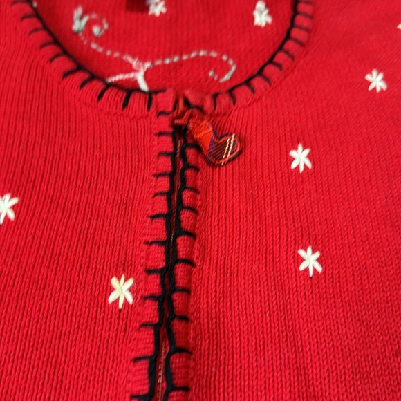 Coldwater Creek Vintage red Holiday Cat Cardigan Sweater Women’s Small - Picture 4 of 7